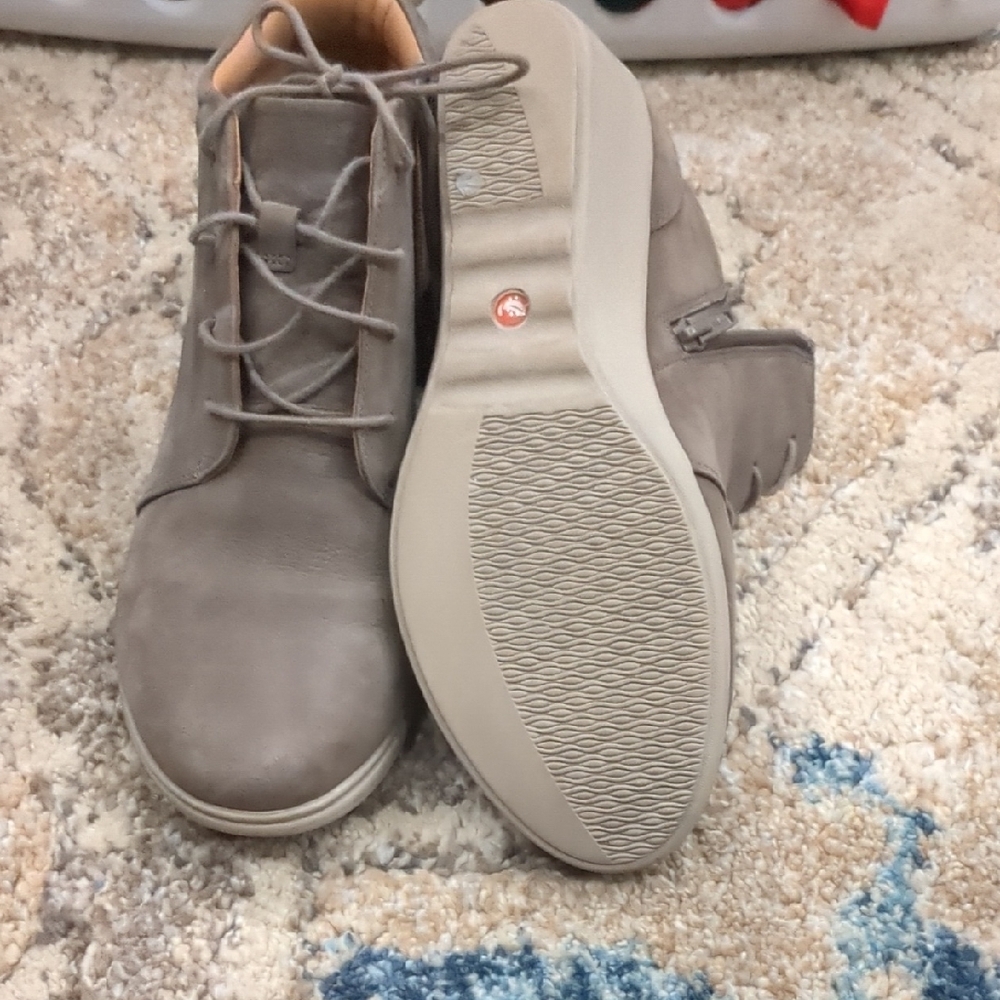 Clarks Gray Ankle Boots with Lace-Up Design
